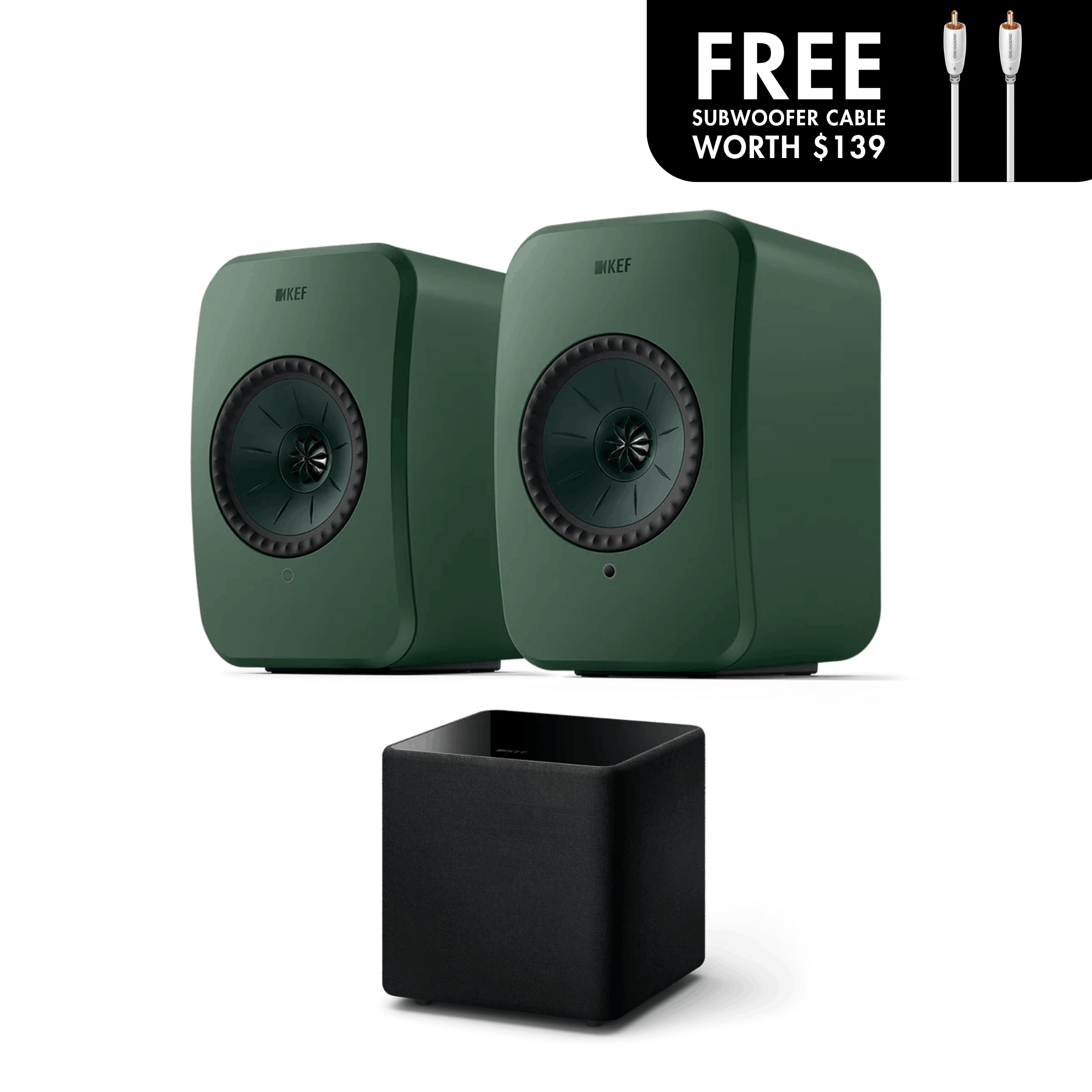 KEF LSX II LT Wireless HiFi Speaker + Kube 8 Mie Subwoofer Bundle