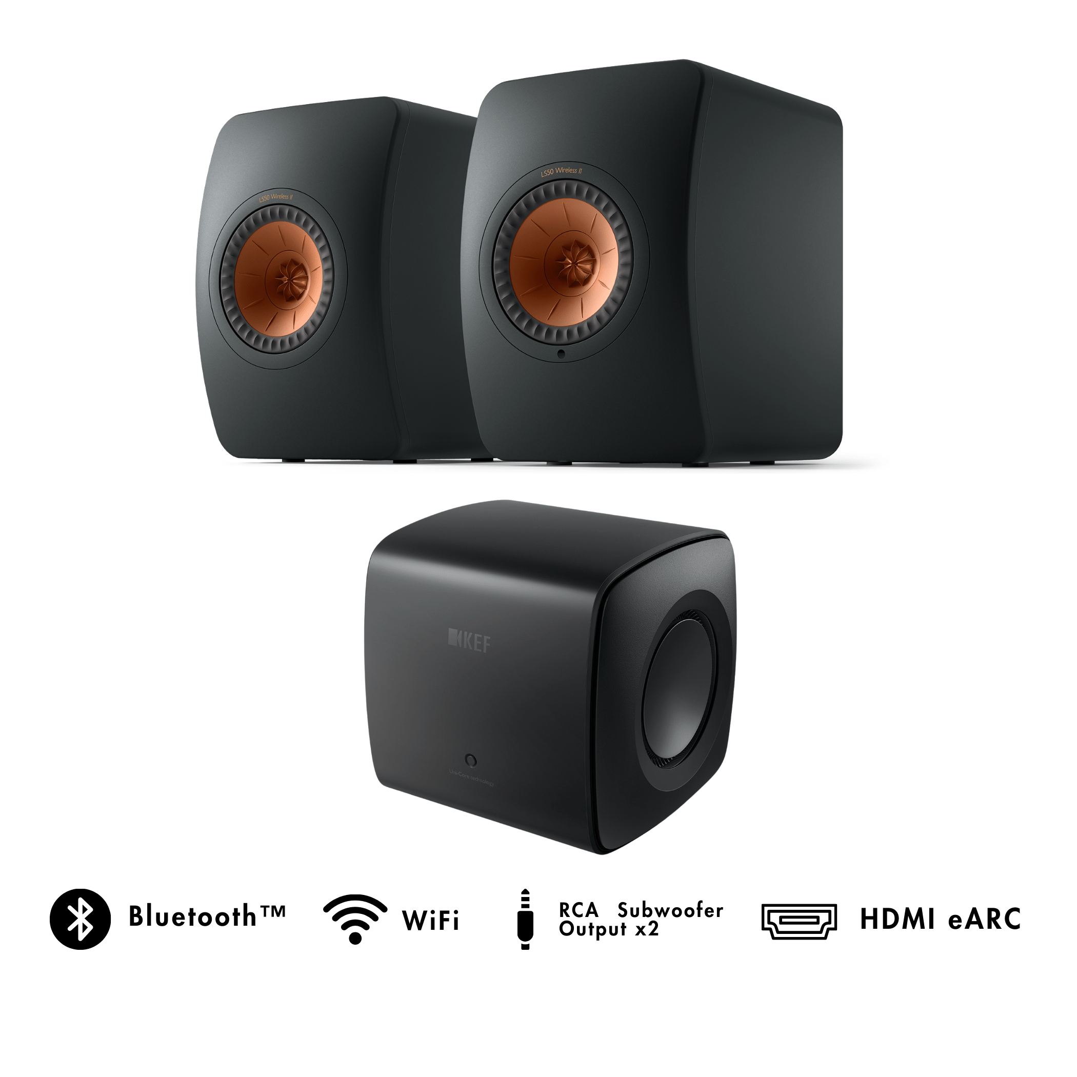 KEF LS50 Wireless II HiFi Speaker + KC62 Subwoofer Bundle